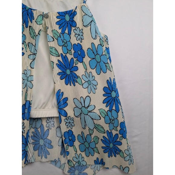 Walking On Sunshine Tank Top Girls XL Blue Floral Pleated Open Back KTP718550-N - Picture 6 of 8